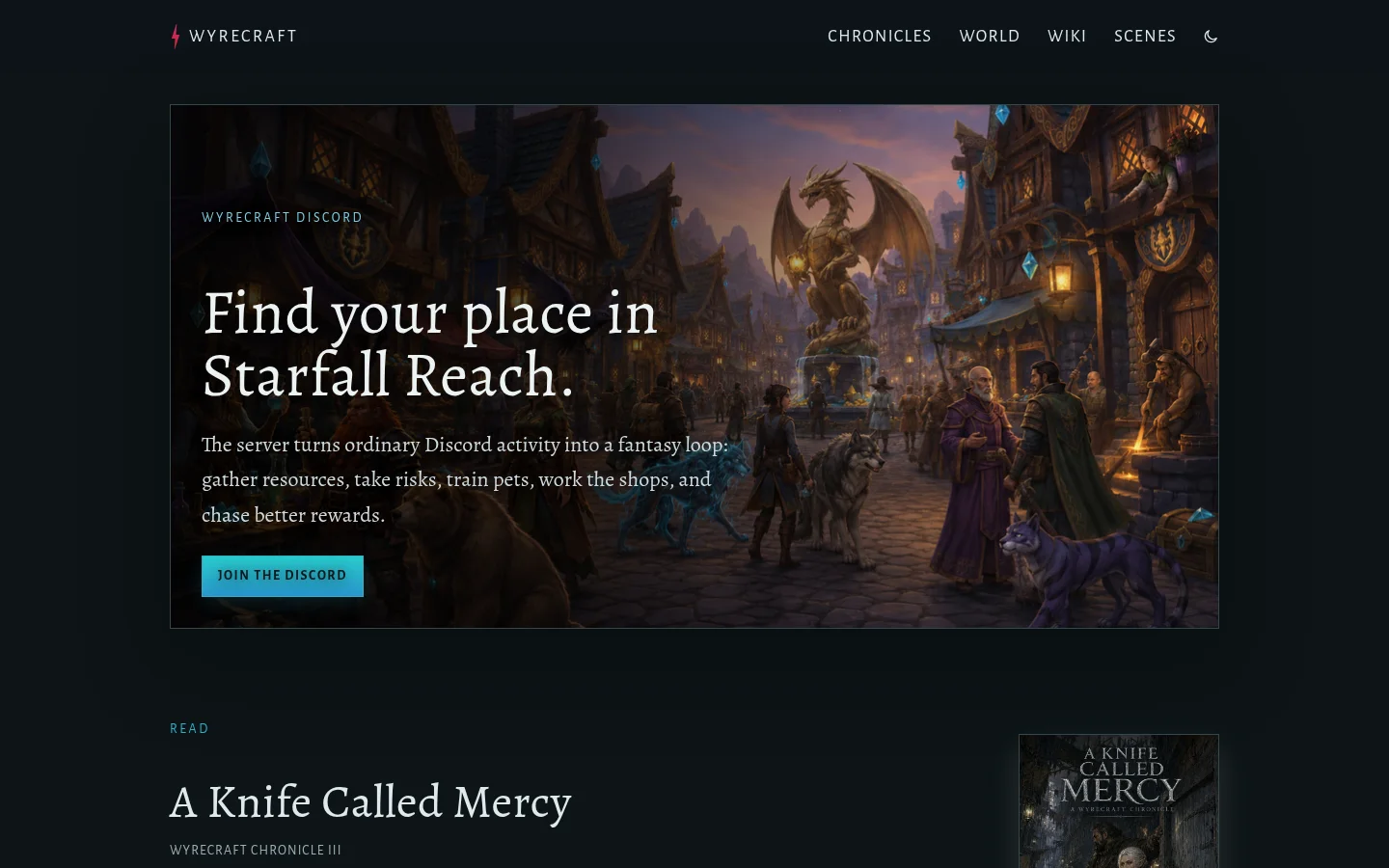 Wyrecraft website homepage