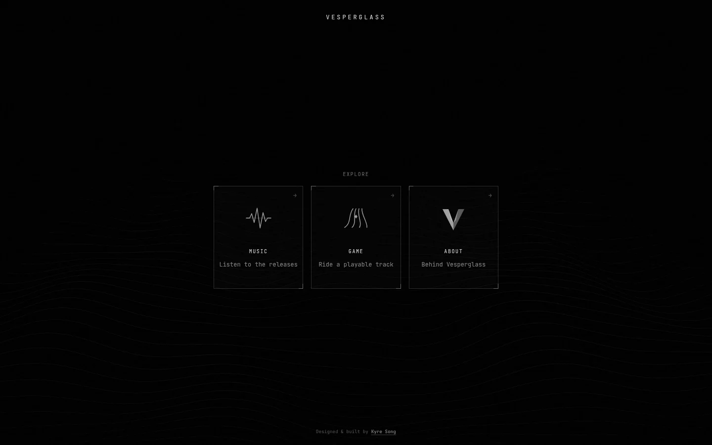 Vesperglass website homepage