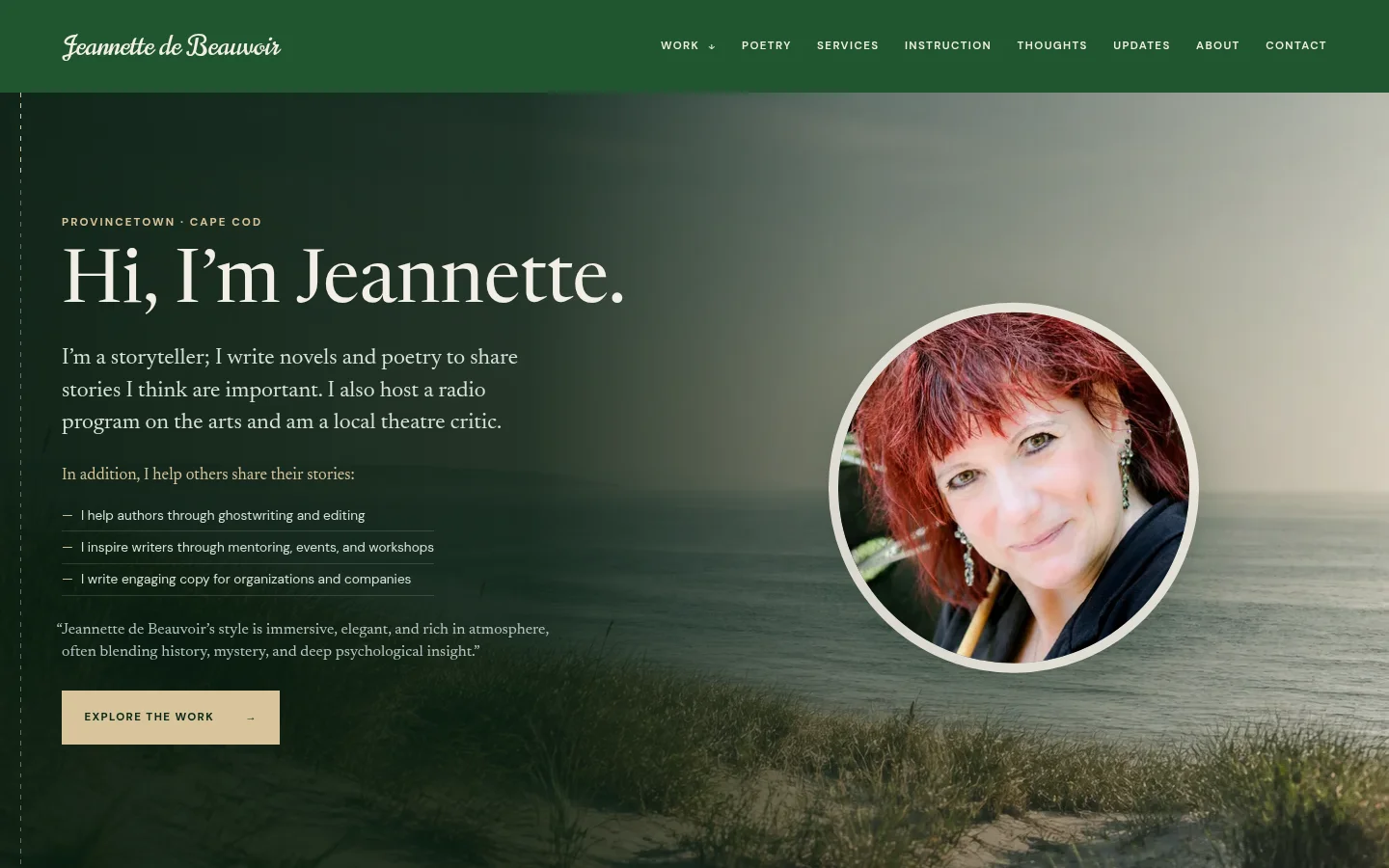 Jeannette de Beauvoir website homepage
