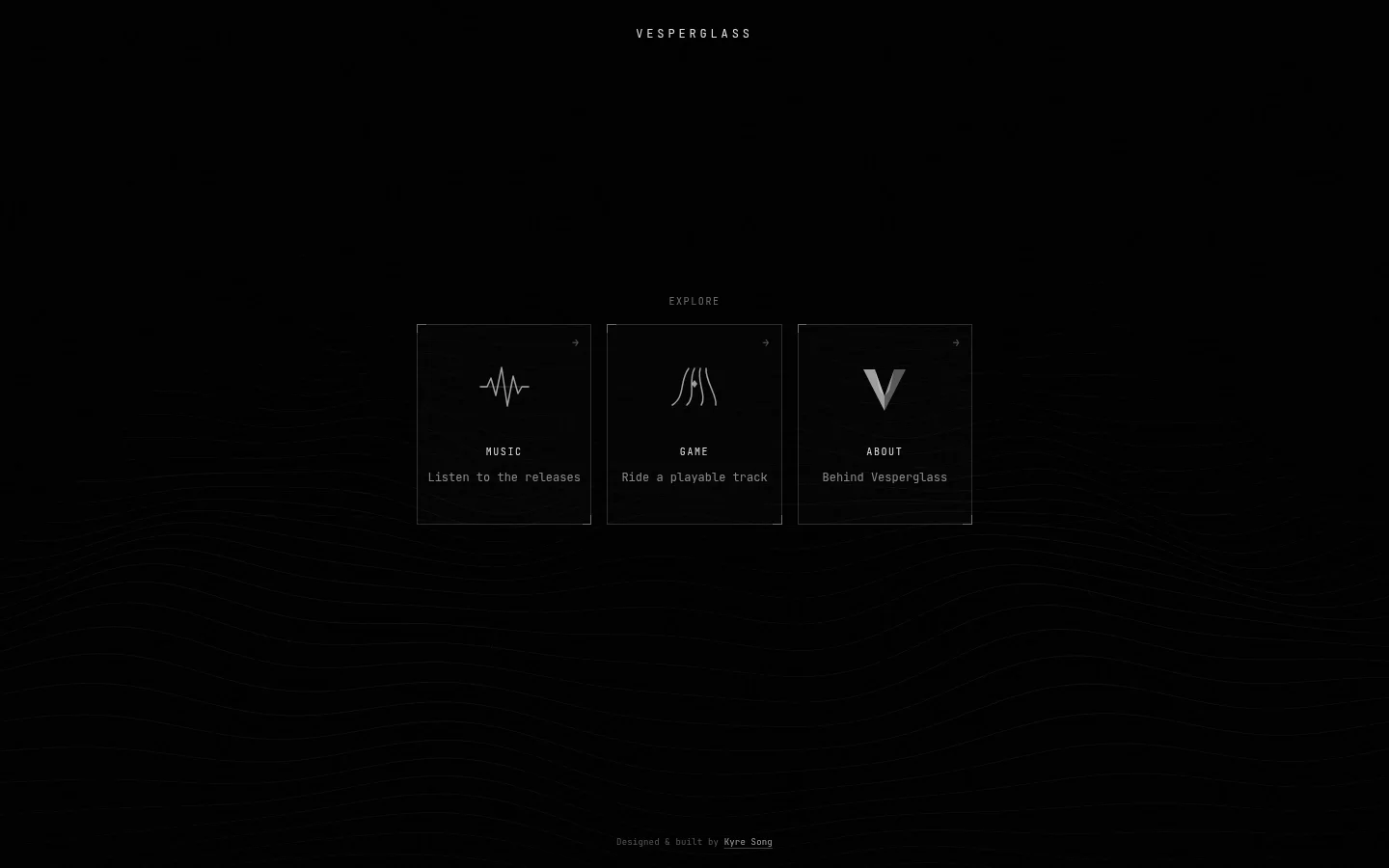 Vesperglass website homepage